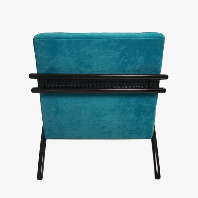 1960s Mid-Century Modern Butterfly Lounge Chair in Peacock Blue Velvet For Sale - Image 5 of 8