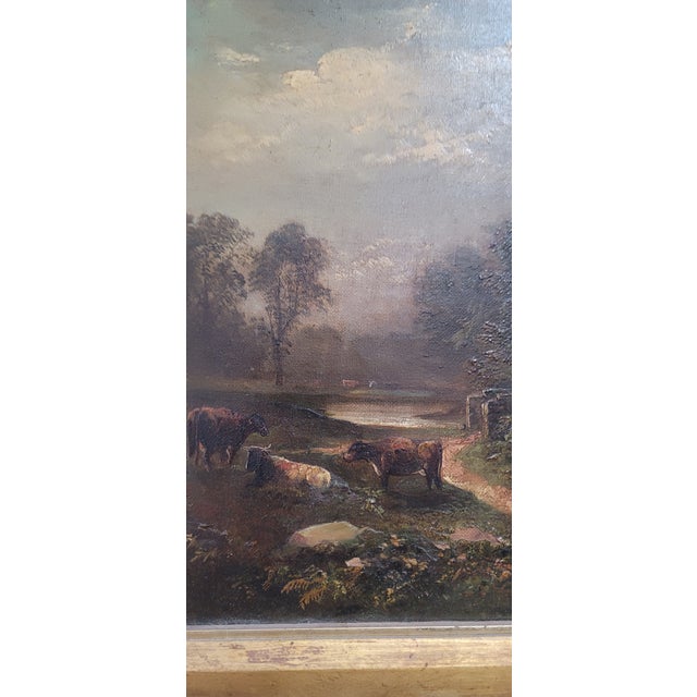 Brown Antique Original Oil Painting English Tudor House Landscape by William Yale Circa 19th Century For Sale - Image 8 of 12