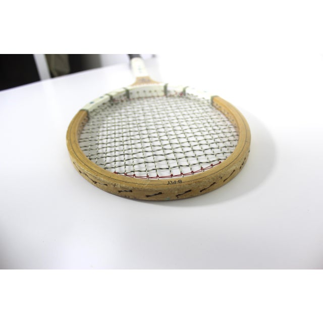 Vintage Wooden Tennis Racket With Atomic Stars for Designer Decorating Wood Racquet Beach House For Sale - Image 6 of 7