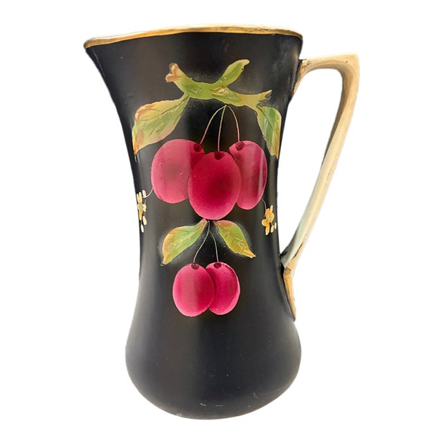 Mid 20th Century Modern Matte Black Ewer Vase- 13” Tall For Sale