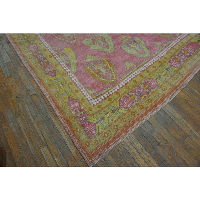 1930s Pink Rose Foliate Antique Indian Cotton Agra Rug 11'10" X 24'2" Handknotted Wool Carpet For Sale In New York - Image 6 of 6