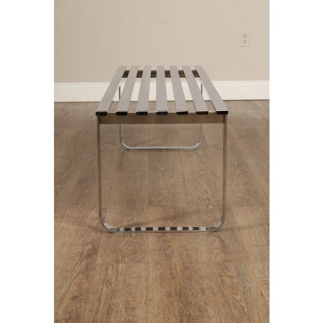 Design Institute of America Modern Slatted Chrome Bench For Sale - Image 12 of 12