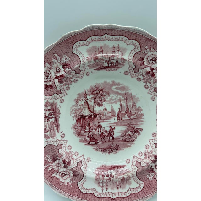 Farmhouse A Antique Staffordshire "Palestine" Pink Transfer Decorated Soup Plate, 1830’s For Sale - Image 3 of 10