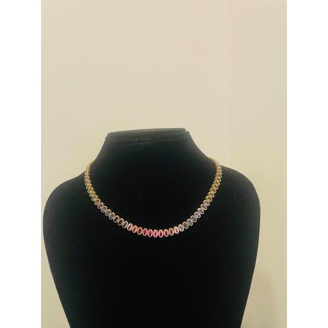 Natural 18k Gold Multi Sapphire Necklace, 48.06ct, New Design For Sale - Image 4 of 7