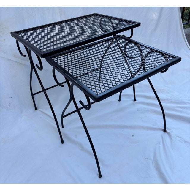 Mid-Century Modern Salterini Style Mid Century Modern Iron Nesting Tables, 2 Pieces For Sale - Image 3 of 8