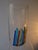 Classic large 39 cm cylindrical Murano glass vase with colorful inclusions and a large air bubble, ground rim, very good...
