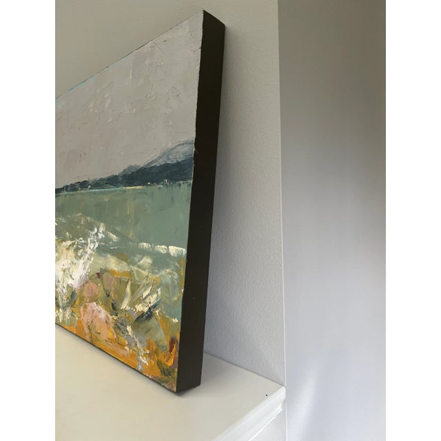 Seascape on Board Original Oil Painting by Shann Spishak "Crashing Waves" For Sale - Image 4 of 6