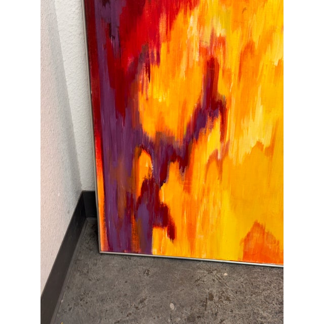 Late 20th Century Mid Century Modern Canvas Painting, Framed For Sale - Image 5 of 12
