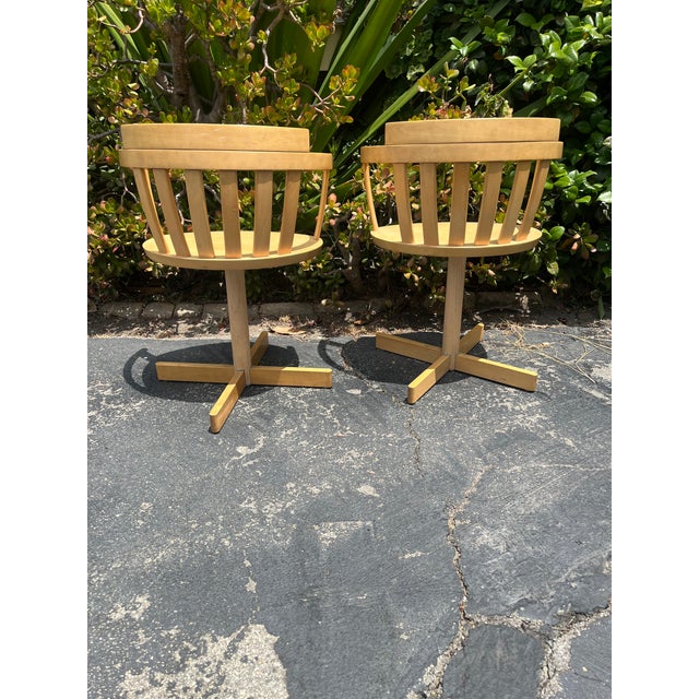 Mid Century Modern Bentwood Captain's Swivel /Lounge Chairs For Sale In Los Angeles - Image 6 of 7