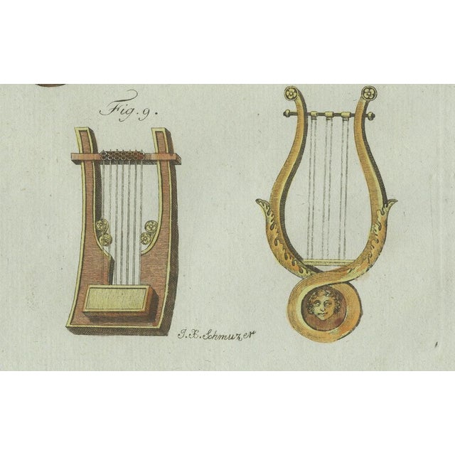 Brown Bertuch, Ancient Greek and Roman Lyres, 1802, Engraving For Sale - Image 8 of 11
