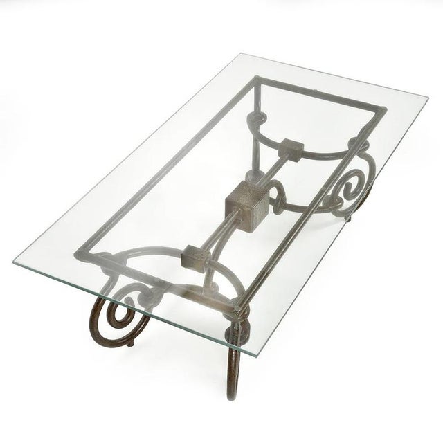 Carved Cast Iron Coffee Table with Glass Top For Sale - Image 3 of 8
