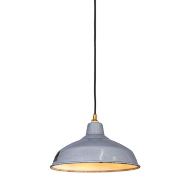 Industrial Grey Enamelled Pendant Lamp from Benjamin, 1950s For Sale