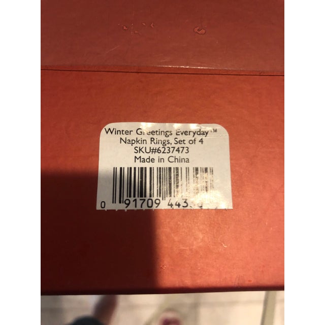 2000 - 2009 2000s Lenox Winter Greetings Porcelain Napkin Rings, New in Box- Set of 4 For Sale - Image 5 of 8