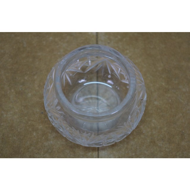 Metal Antique Simpson Hall Miller Sterling Silver Lidded Cut Crystal Vanity Jar Pot 4" For Sale - Image 7 of 15