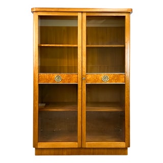 Art Deco Cabinet with Glass Doors in Various Woods, 1930s For Sale