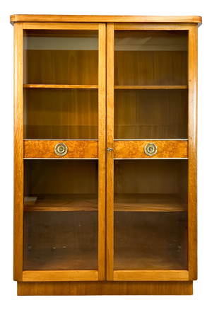 Art Deco Cabinet with Glass Doors in Various Woods, 1930s