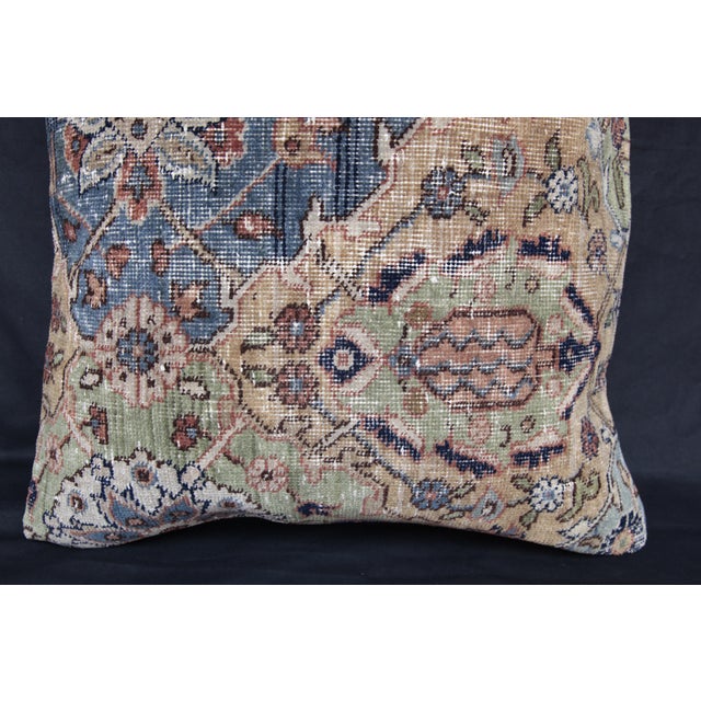 Mid 20th Century Handwoven Floral Multi Color Rug Pillow Cover -20'' X 20'' For Sale - Image 5 of 14