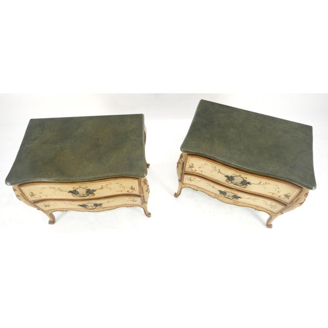 Bombay Paint Decorated Faux Marble Top Two Drawers Night Stands End Tables For Sale - Image 10 of 10