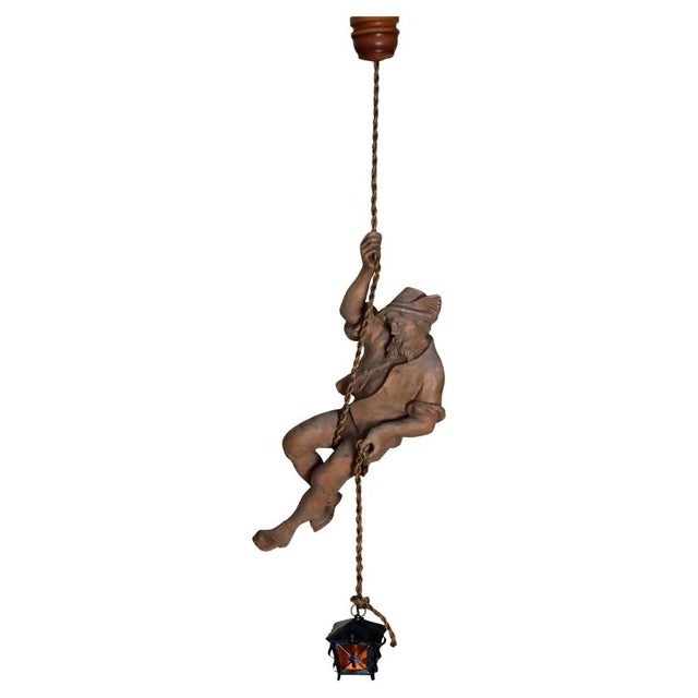 Tyrolean Mountaineer Pendant Lamp in Hand-Carved Softwood, 1980s For Sale - Image 18 of 18