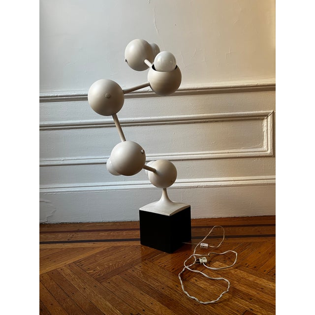 1970s Sculptural Eyeball Atom Lamp in White For Sale - Image 4 of 8