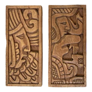 Late 20th Century Vintage Mayan Wood Panels, Set of 2