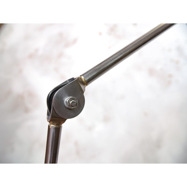 Industrial Polished 2-Arm Workshop Desk Light from EDL England, 1950s For Sale - Image 9 of 12