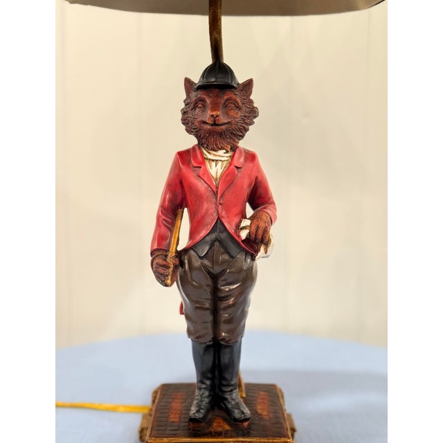 Mid 20th Century Figural Fox Table Lamp With Heavy Weighted Base For Sale - Image 4 of 12
