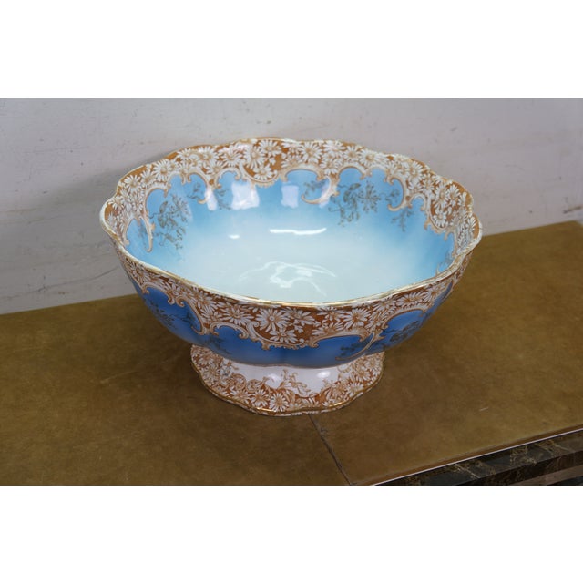 Antique English Royal Furnivals Porcelain Lobed Daisy Centerpiece Punch Bowl For Sale - Image 13 of 16