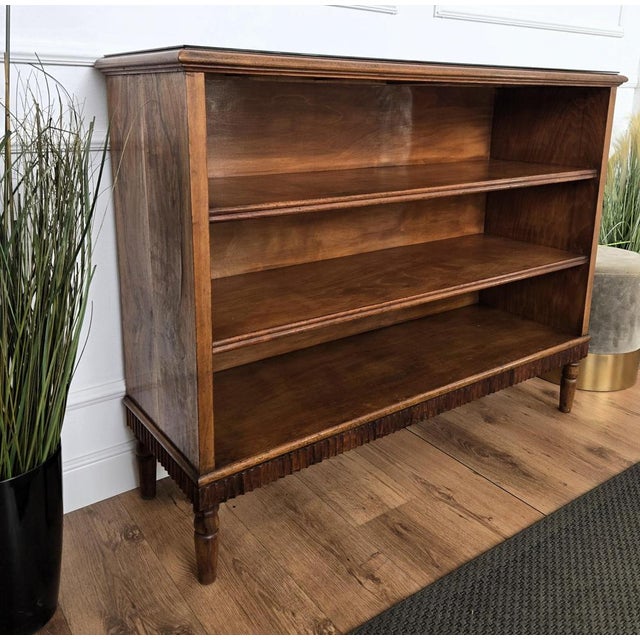 Black Mid-Century Italian Walnut and Burl Wood Three-Shelf Open Bookcase, 1950s For Sale - Image 8 of 9