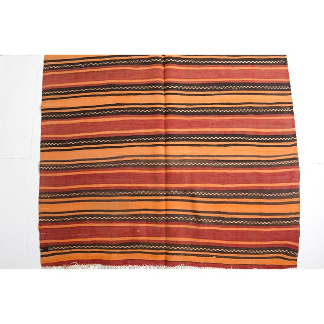 1960s Mid 20th Century Tribal Striped Rug - Bohemian Home Decor Flatweave For Sale - Image 5 of 10