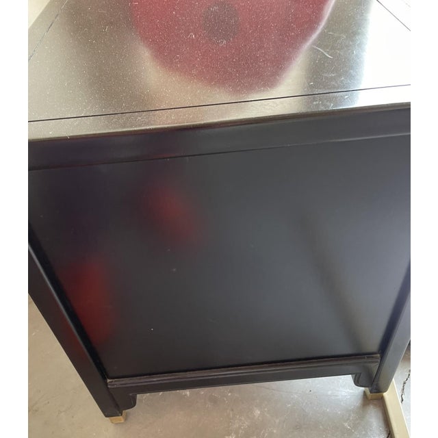 Vintage Century Furniture Chin Hua Ebonized Lacquer Dresser With Double Mirrors & Matching End Cabinet by Raymond Sobota For Sale - Image 18 of 18