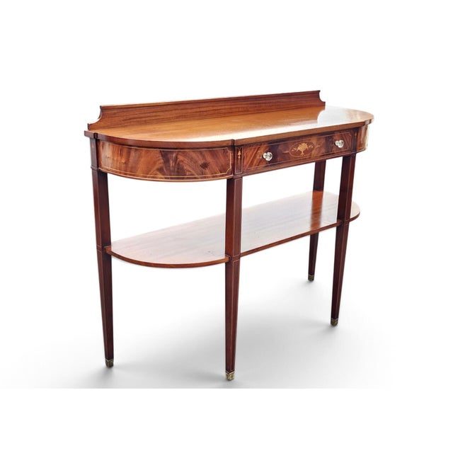 American A. H. Davenport and Co. Mahogany and Satinwood Inlaid Two-Tier High Console Table, Circa 1890s For Sale - Image 3 of 17