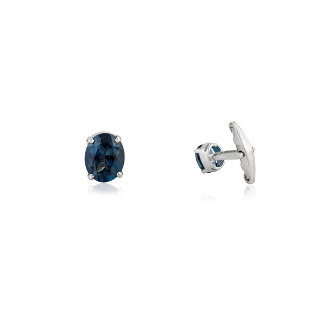 Not Yet Made - Made To Order Elegant 6.38 CTW Natural London Blue Topaz Oval Cufflinks in Sterling Silver Men’s Accessories- A Pair For Sale - Image 5 of 11