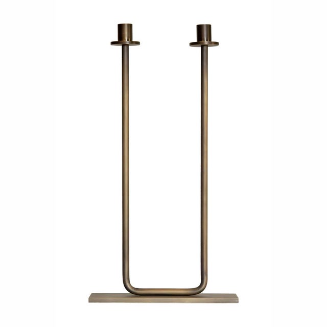 Italian Two-Arm Gemini Candleholder in Bronzed Brass For Sale - Image 6 of 6