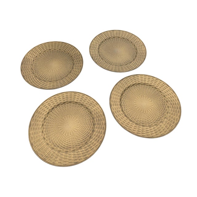 Trompe Loleil Faux Woven Wicker Charger Plates- Set of 4 For Sale - Image 12 of 12