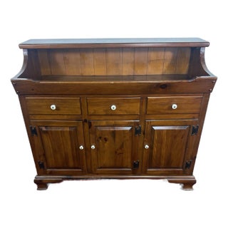 Ethan Allen by Baumritter Antique Pine Sideboard Buffet Vintage Country Server Cabinet For Sale