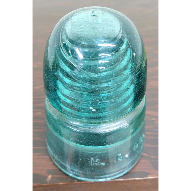 Glass Vintage Aqua or Teal Glass h.g. Co. Insulator For Sale - Image 7 of 9