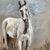 Original equestrian horse oil painting in an expressive, painterly style, featuring a beautifully rendered white horse...