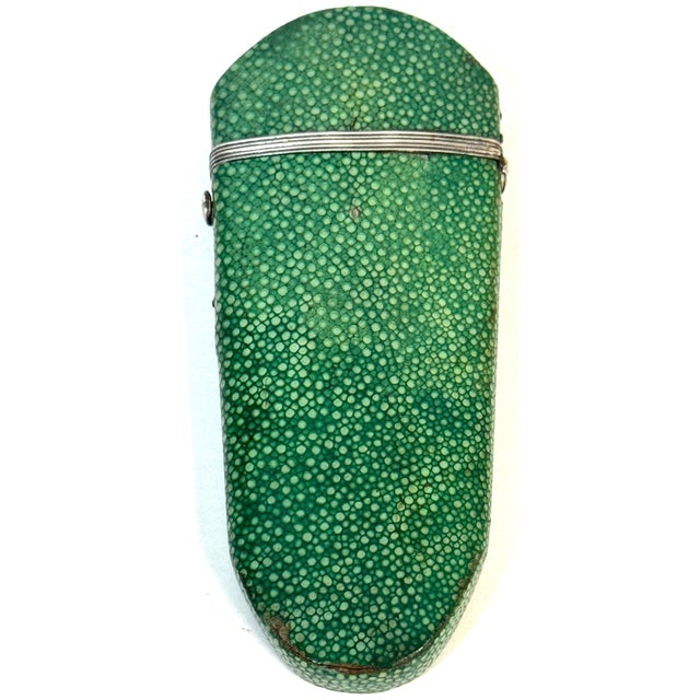 18th Century Green Shagreen and Silver Eyeglass Case with Monogram For Sale - Image 18 of 18