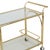 A stunning vintage trolley/bar cart made of gold-tone chrome-plated metal with glass shelves; a quintessential Hollywood...