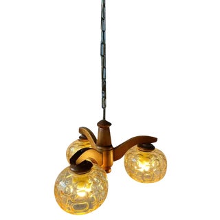 Mid-Century German Clear Glass Hanging Lamp, 1970s For Sale