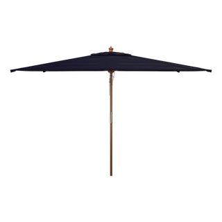 Aklin 6.5Ft X 10Ft Rectangle Wooden Pulley Market Umbrella (No Tilt), Navy For Sale