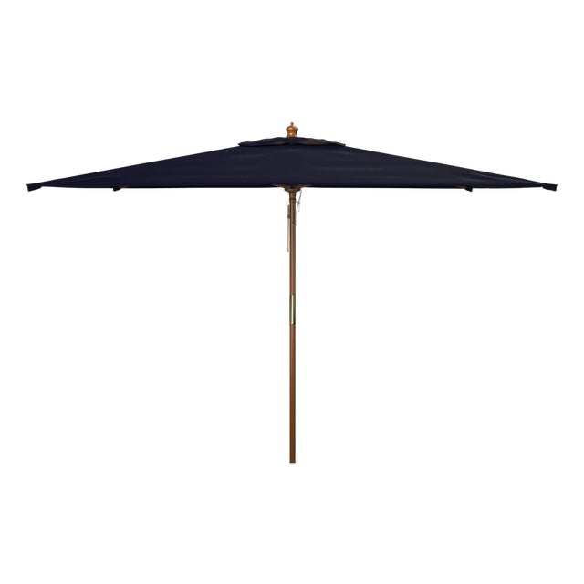 Aklin 6.5Ft X 10Ft Rectangle Wooden Pulley Market Umbrella (No Tilt), Navy For Sale