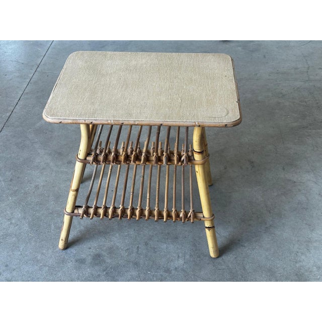 Vintage Bamboo and Rattan Side Table with Magazine Rack, 1970s For Sale - Image 9 of 16
