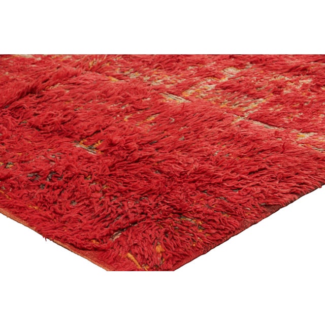 Vintage Moroccan Rug, Red & Beige With High Pile - Rug & Kilim For Sale In New York - Image 6 of 7