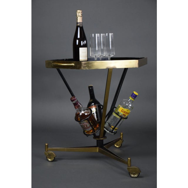 Italian Bar Trolley in Brass and Glass, 1960 For Sale - Image 4 of 10