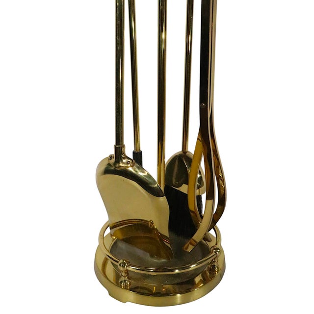 High Quality Brass Fireplace Tool Set For Sale - Image 9 of 12