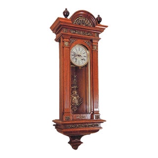 1902 Lenzkirch Black Forest Clock in Carved Case Mechanical Regulator Clock For Sale