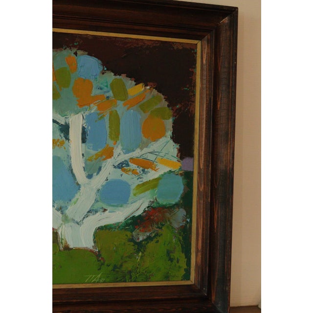 Blue Sven Hamlet, Windmill and Tree, 1987, Oil on Panel, Framed For Sale - Image 8 of 11