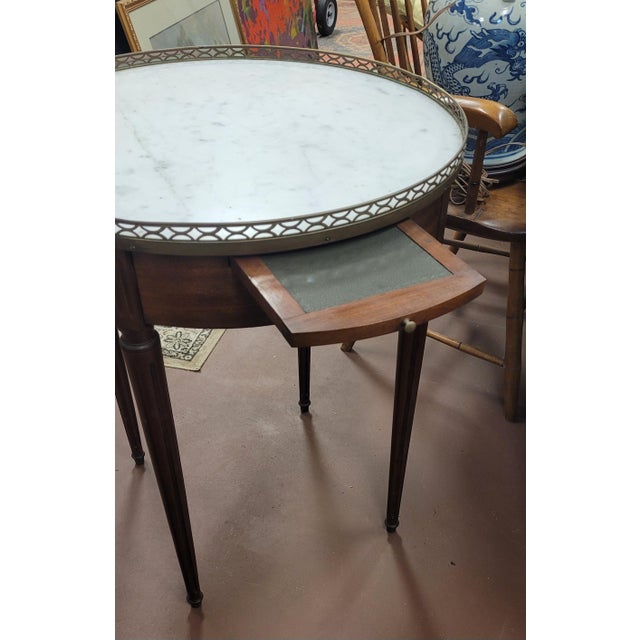 French Antique French Marble Top Round Boulle Table For Sale - Image 3 of 11